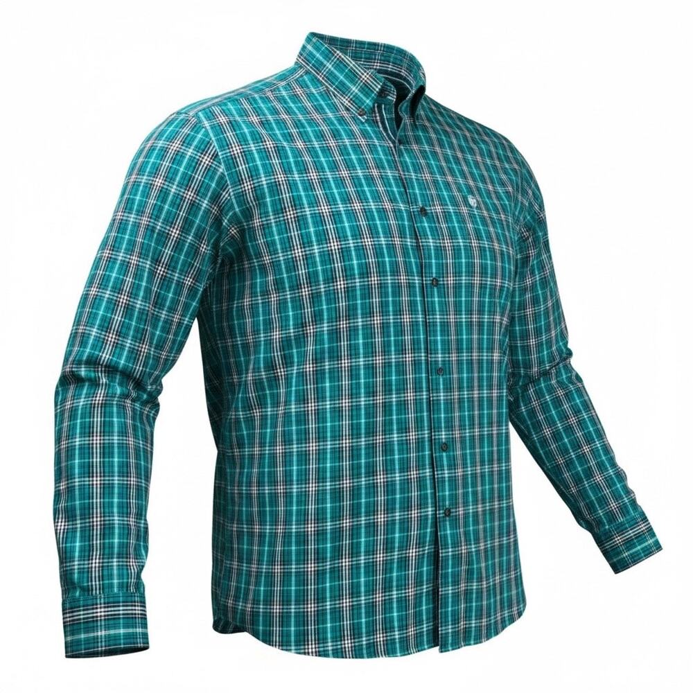 Ariat Pro Series VentTek Plaid Button Shirt Men’s XXL Tall Teal Western